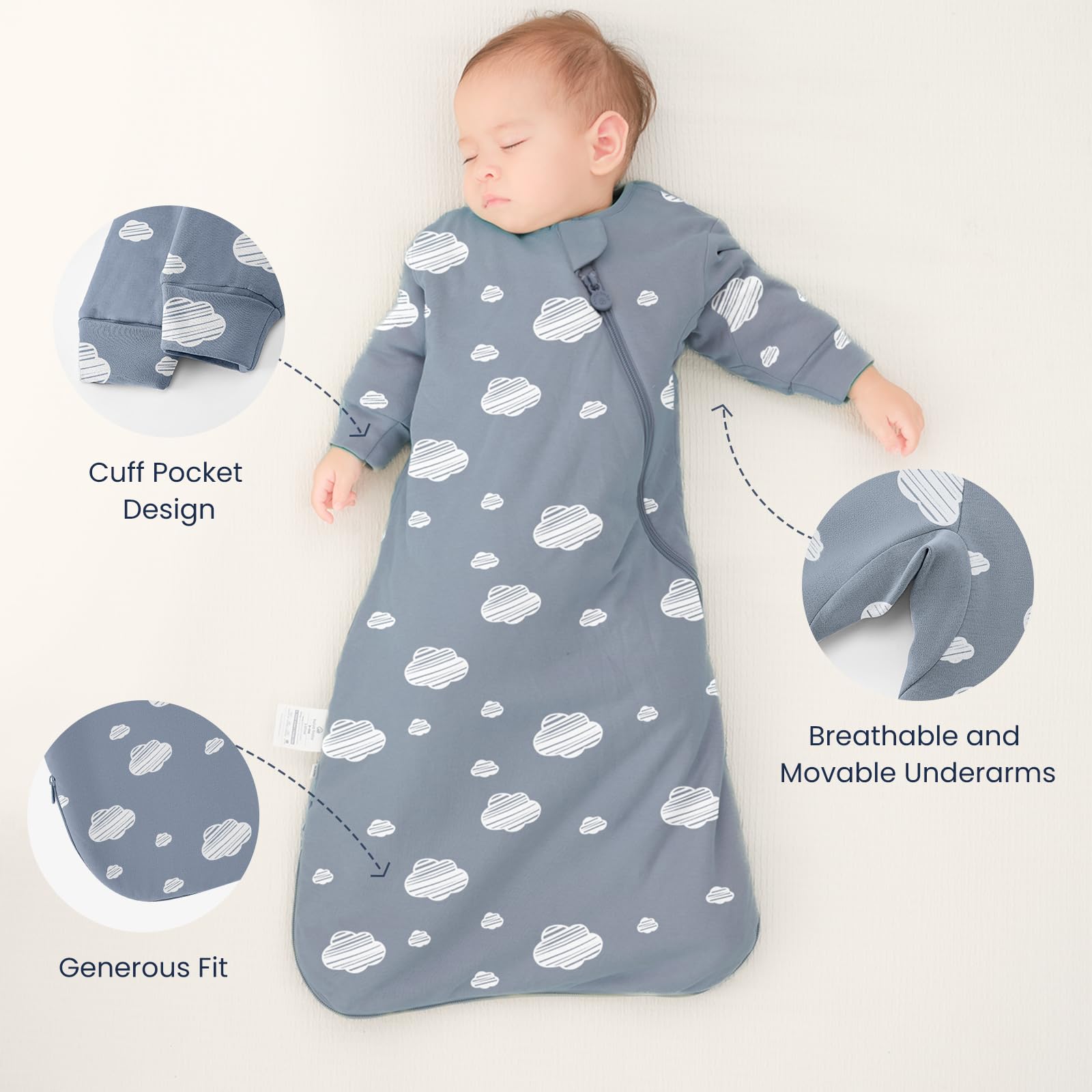 Kaiya Baby dual zippers provide quick access for night changes