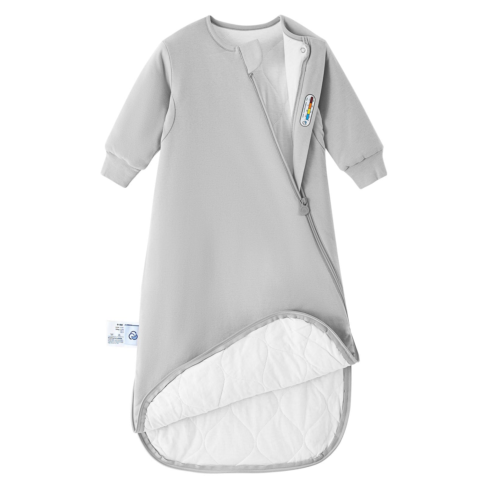 Kaiya Baby sleeping bag chest temperature sticker shows real-time comfort readings