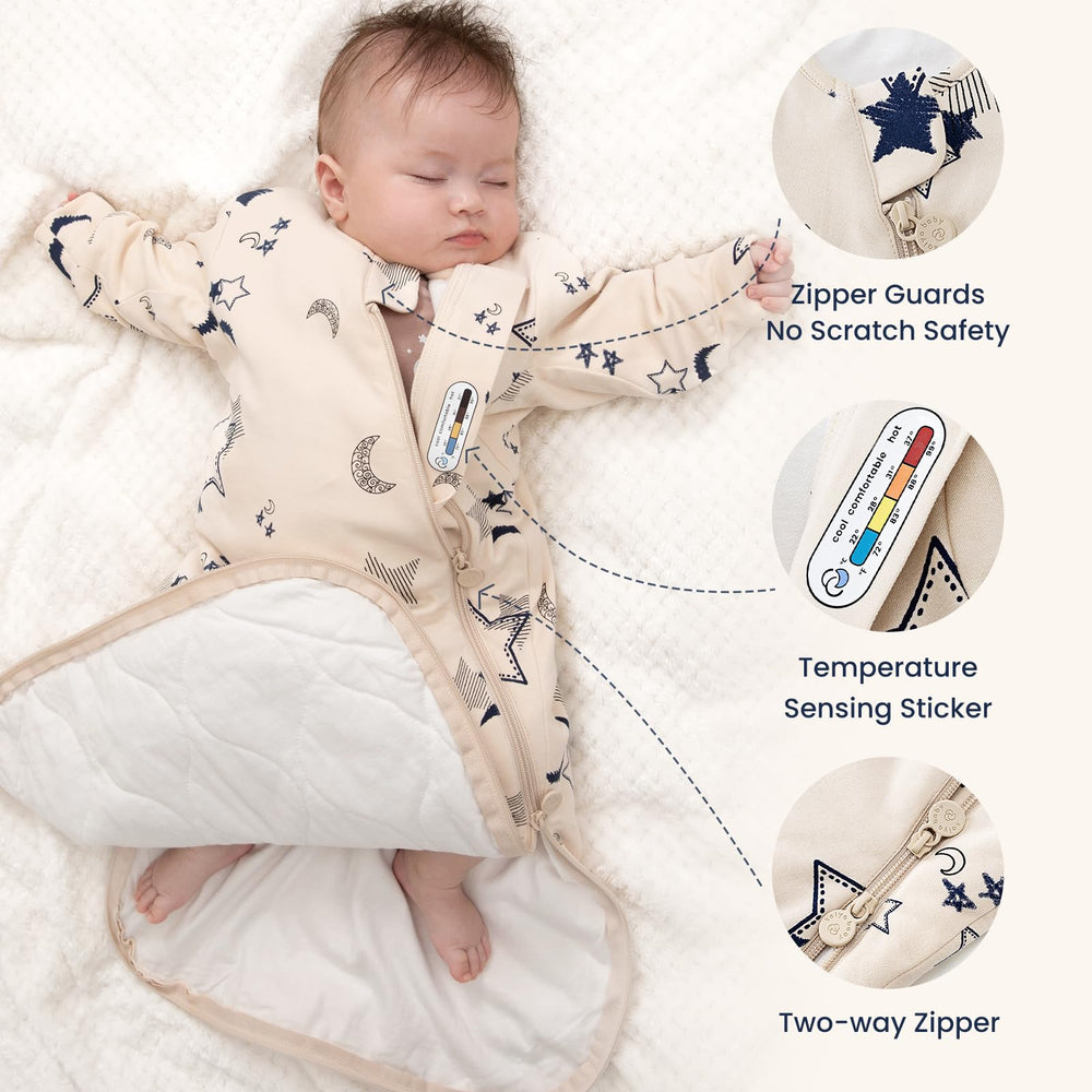 Kaiya Baby double zipper sleeping bag for easy late night diaper changes