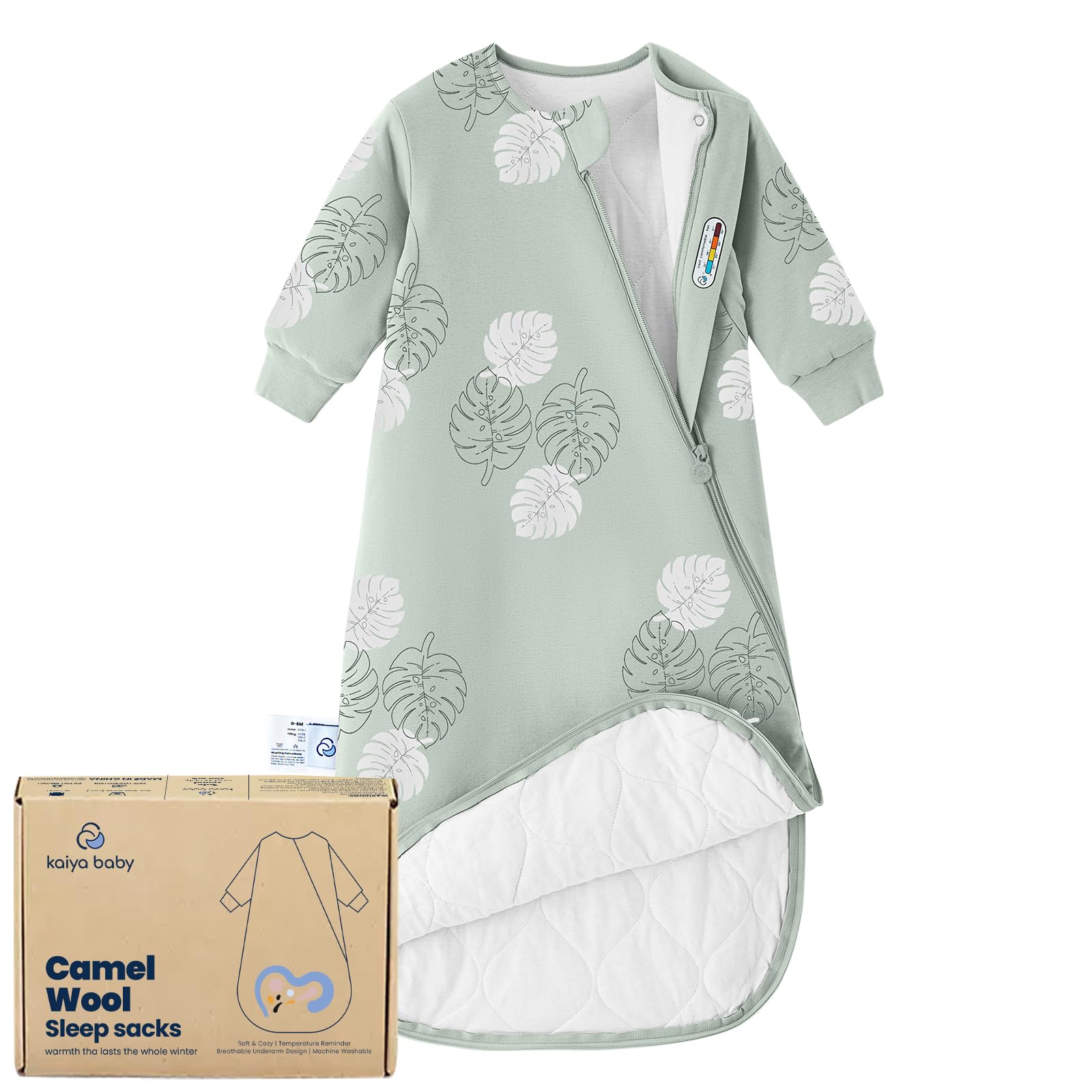 Kaiya Baby sleeping bag fabric closeup with organic cotton feel and breathable softness.