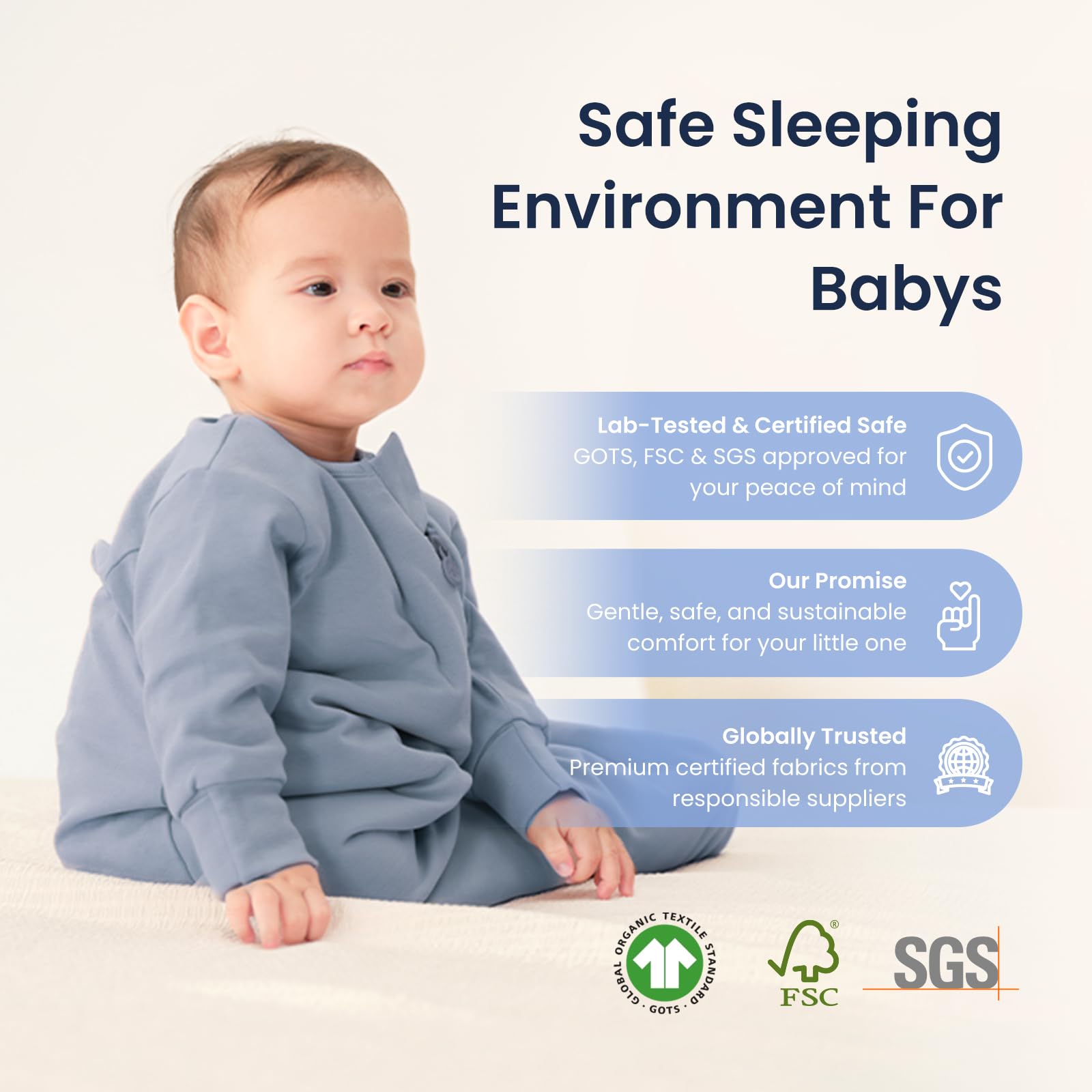 Kaiya Baby sleeping bag in use as wearable blanket during bedtime.