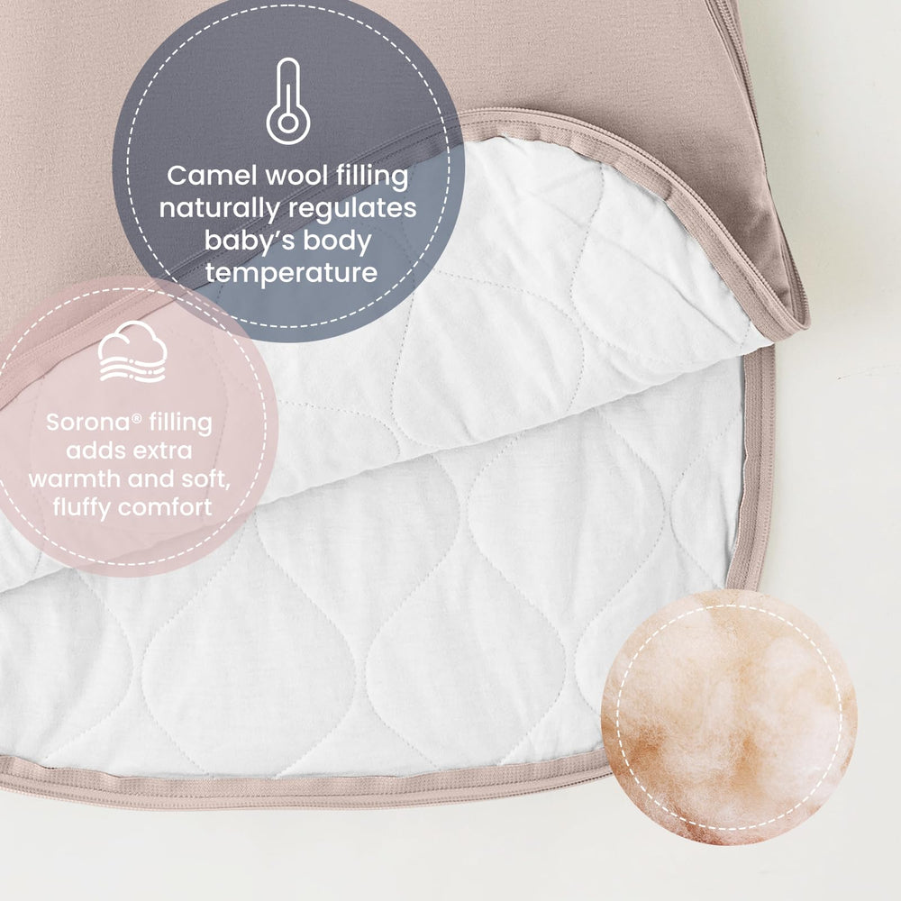 Kaiya Baby sleeping bag open-bottom zipper enables easy nighttime diaper changes.