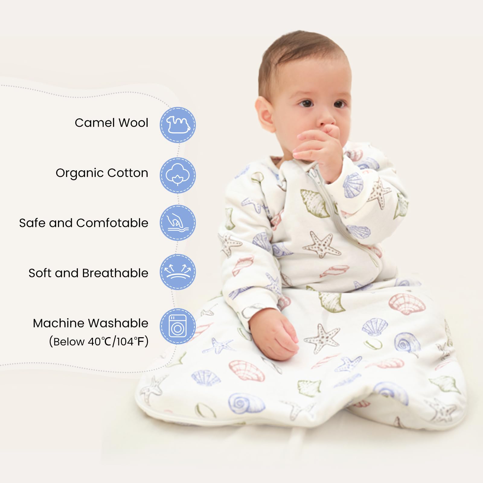 Close-up of Kaiya Baby fabric showing organic cotton blend for softness and durability