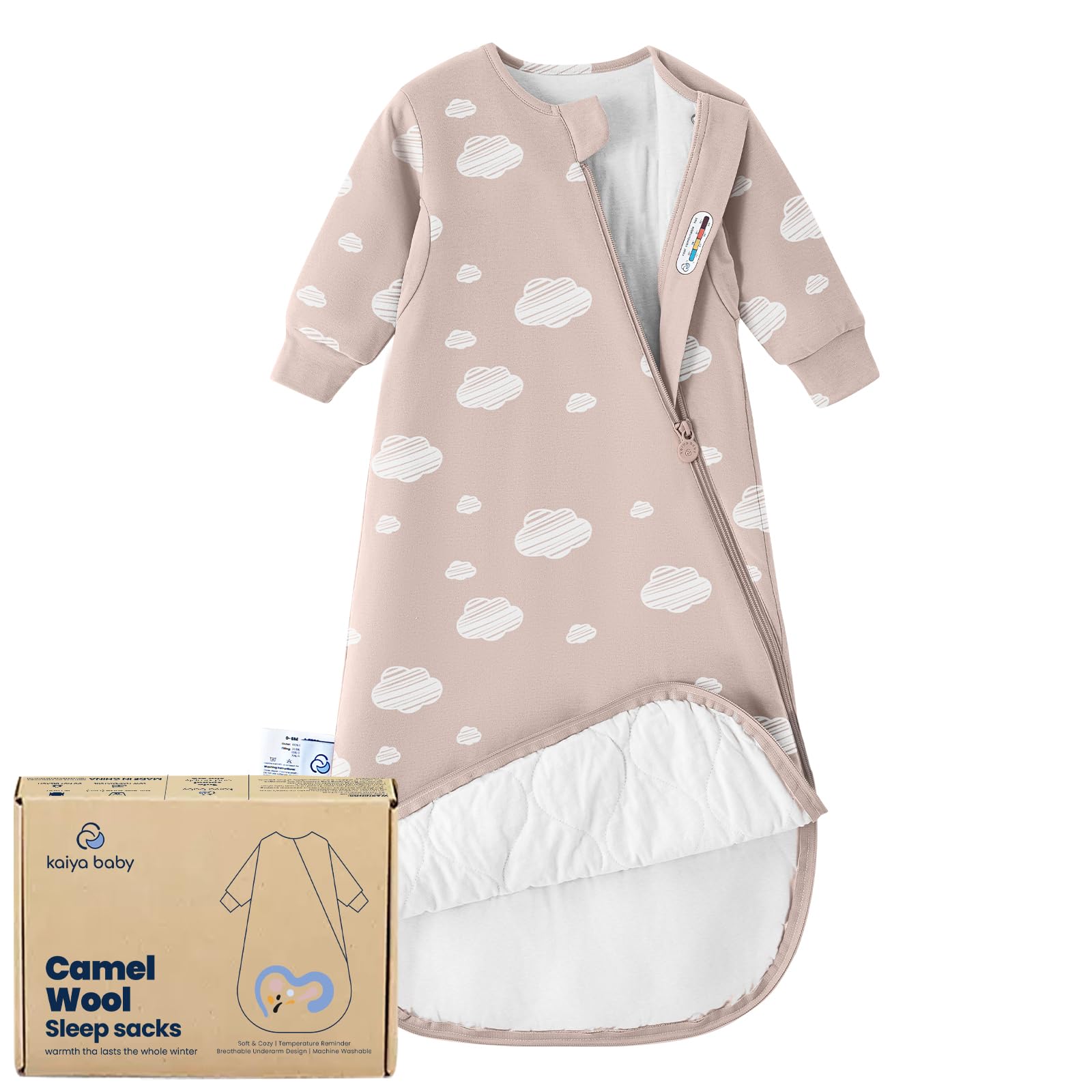 kaiya baby sleeping bag pink front view highlights soft breathable fabric for cozy naps.