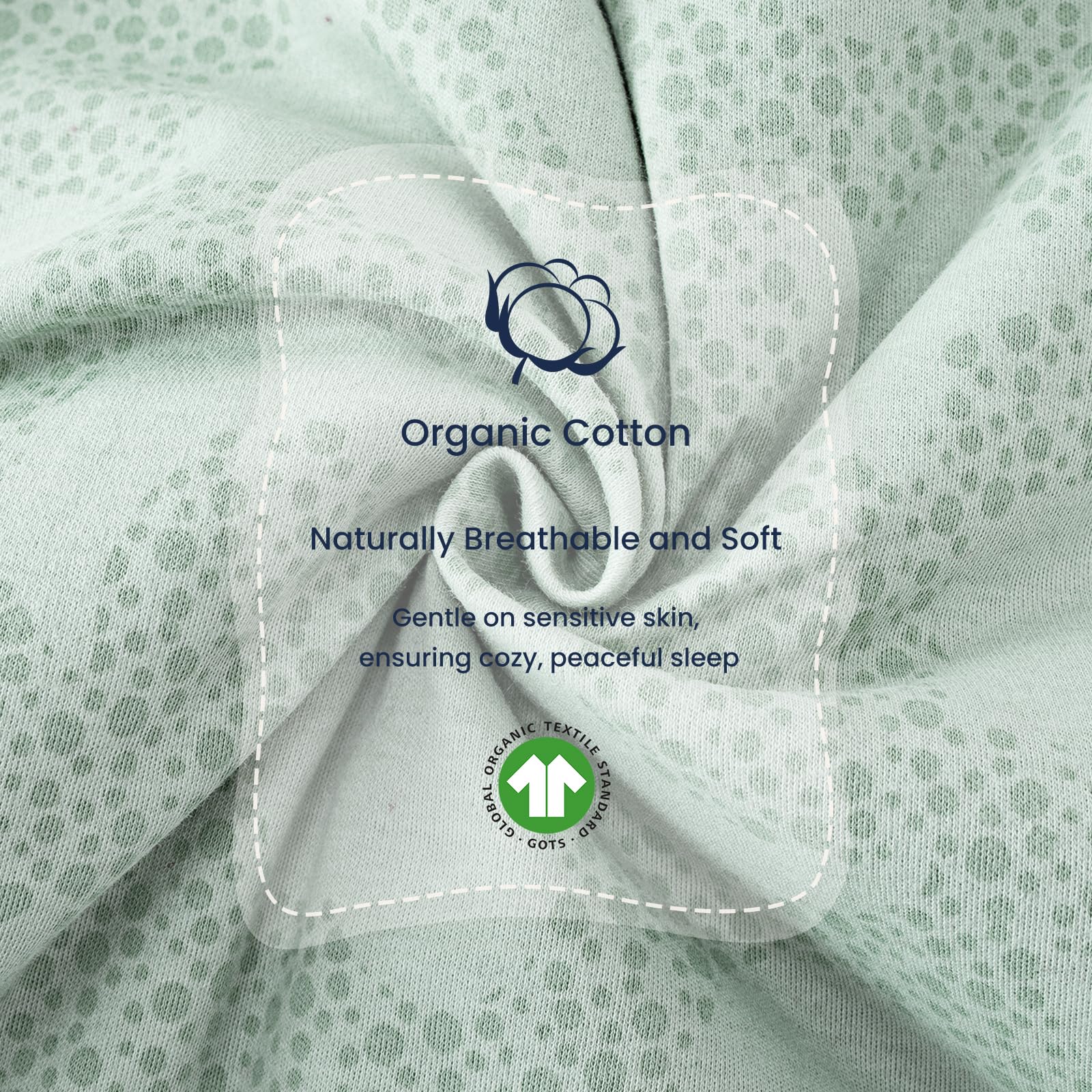 Kaiya Baby sleeping bag secure-neckband prevents slips for peaceful sleep.