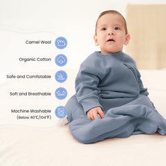 Kaiya Baby sleeping bag side zip closeup highlights easy nightly diaper changes.