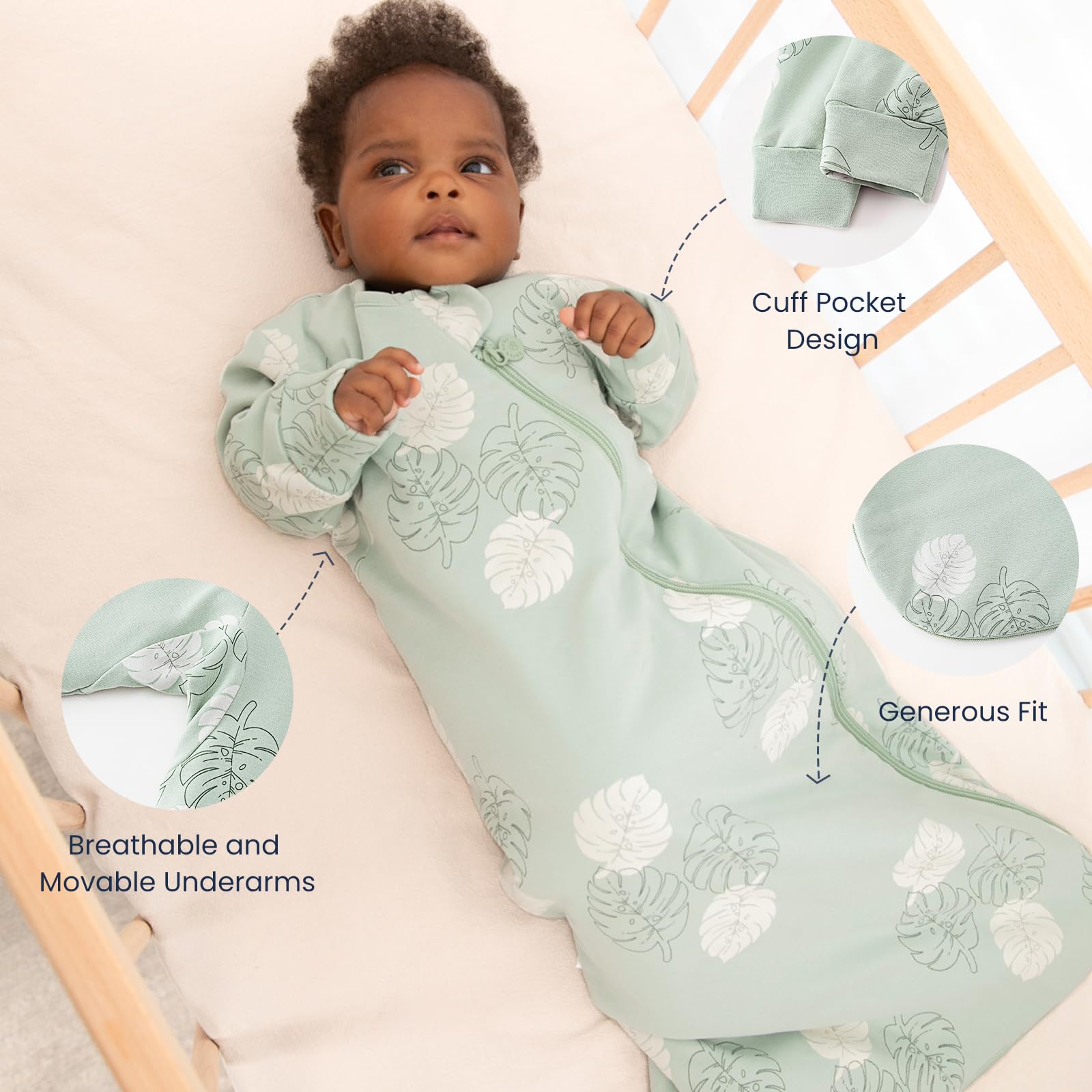 Kaiya Baby size chart showing S, M, L options.