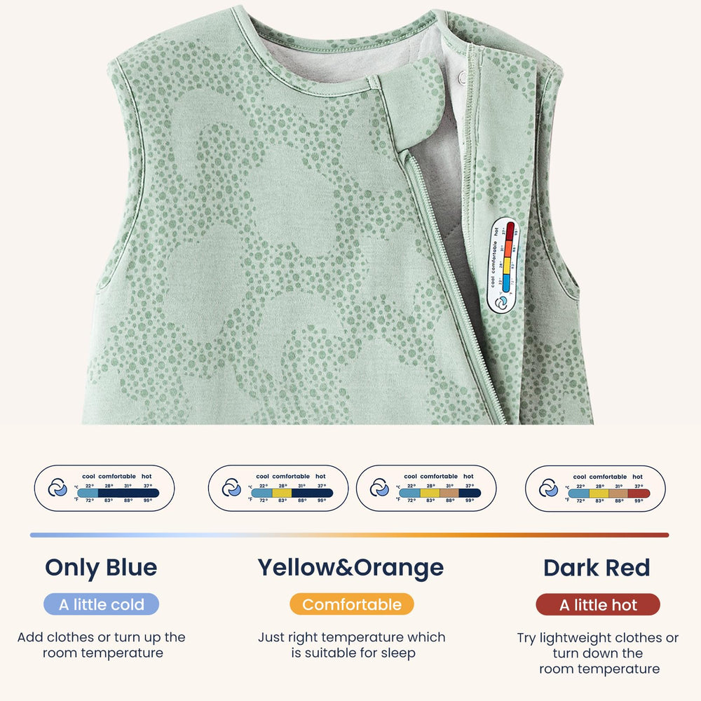Kaiya Baby sleeping bag size chart guides proper fit as baby grows.