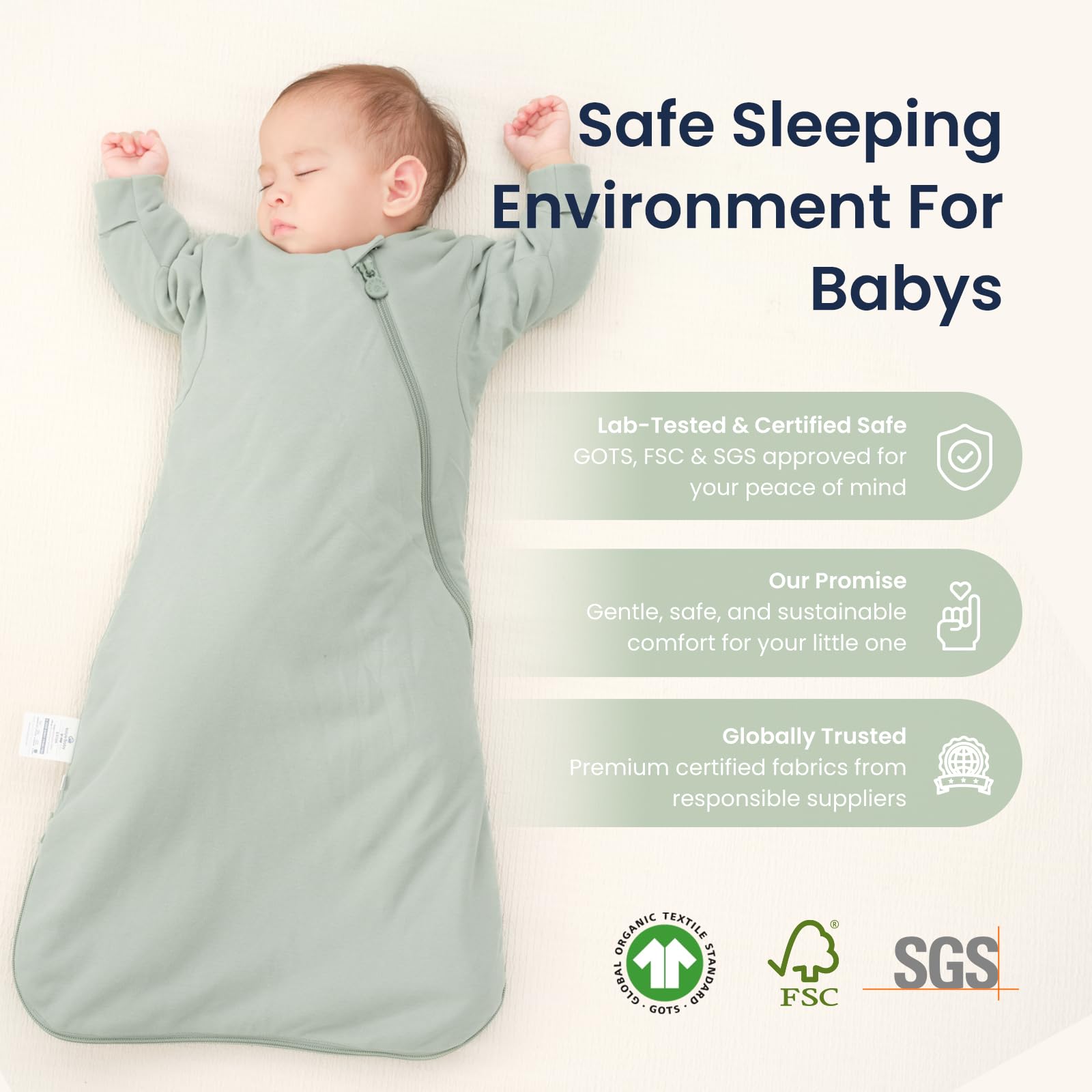 Kaiya Baby sleeping bag creates a cozy sleep-scene for baby bedtime