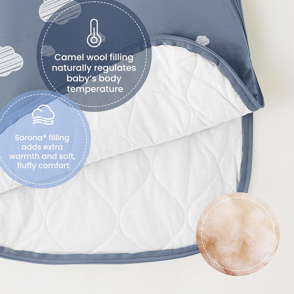 Kaiya Baby sleeping sack dual-zipper design enables quick night diaper changes.