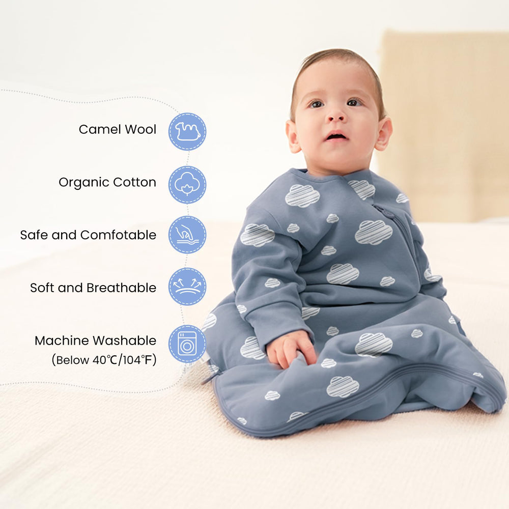 Kaiya Baby sleeping sack interior temperature sticker indicates easy temperature awareness for layer decisions.