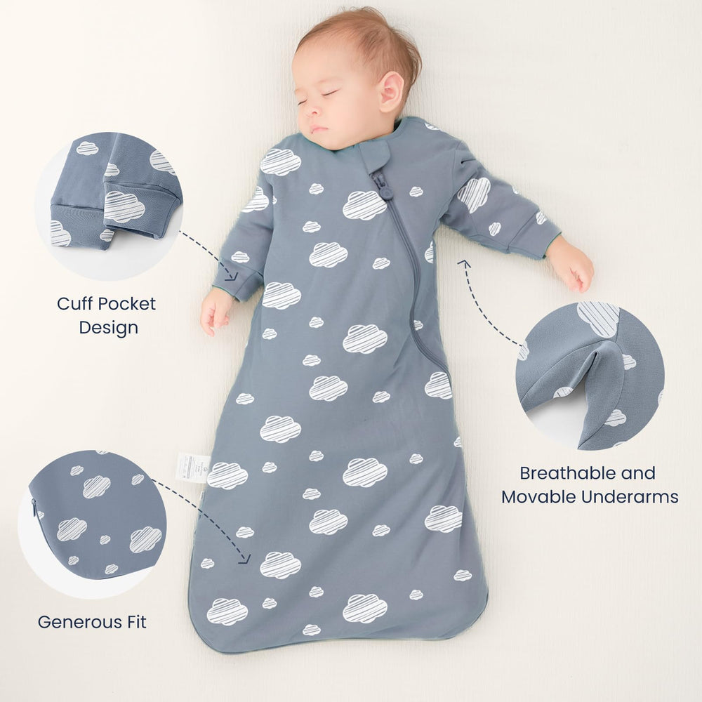 Kaiya Baby sleeping sack TOG options from 0.5 to 3.5 for seasonal warmth.