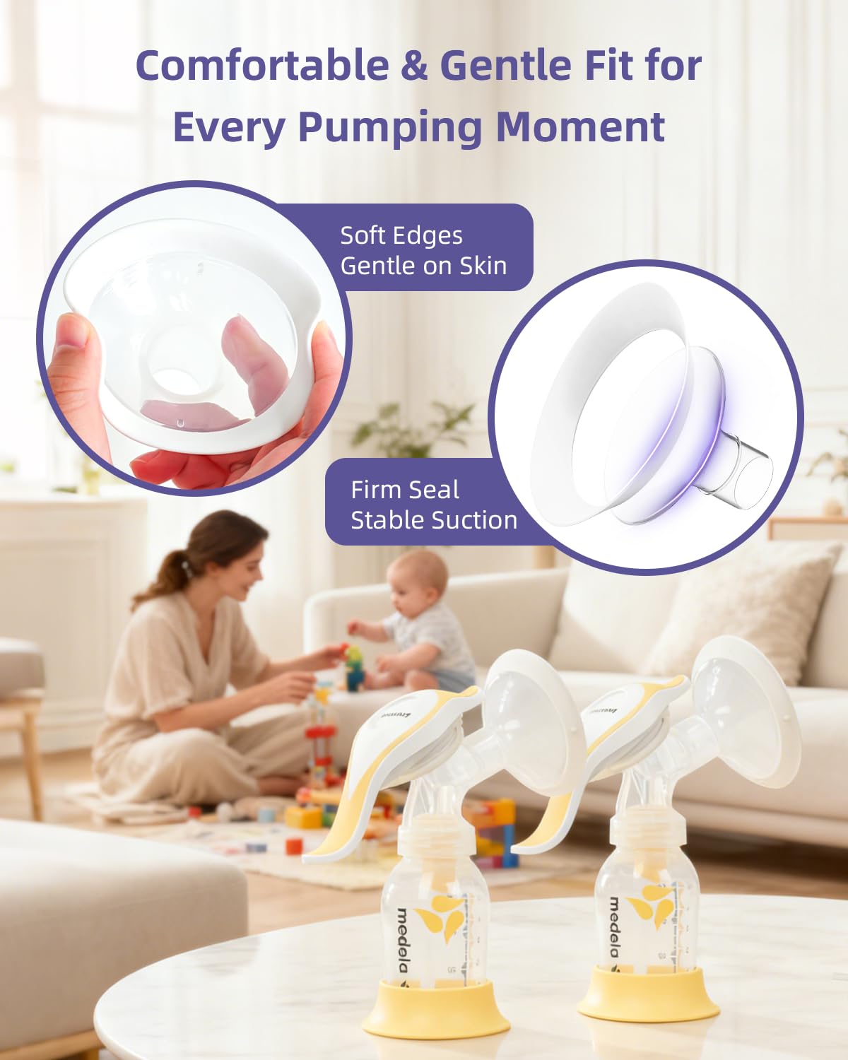 KAIYIV 24mm pump flanges compatible with Medela models like Pump in Style