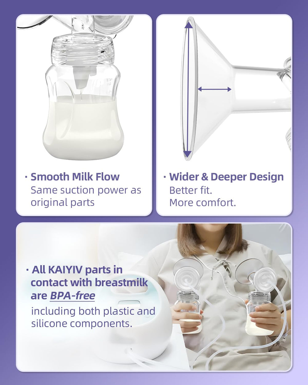 KAIYIV Spectra wide-neck bottles 180ml for easy storage and quick labeling.