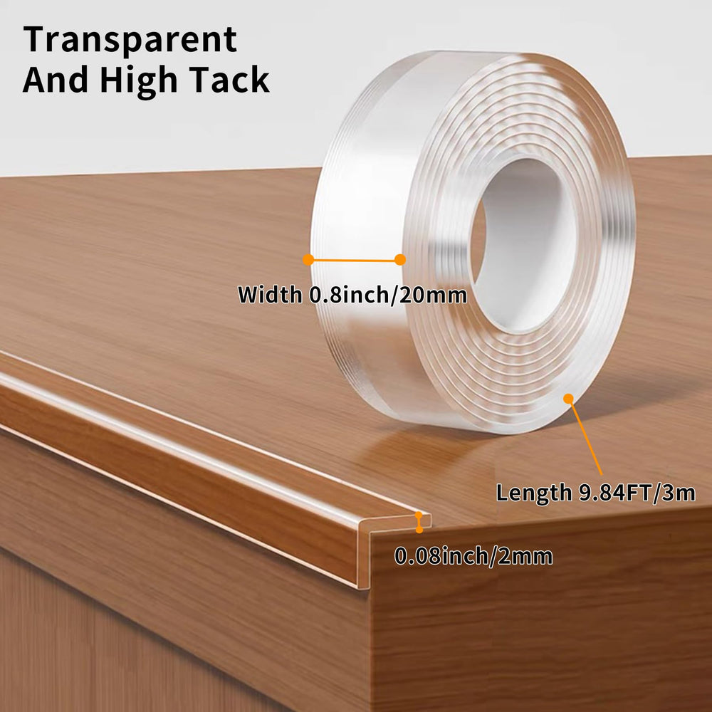 KAIYUER edge protector strip clear on a cabinet corner for invisible protection.
