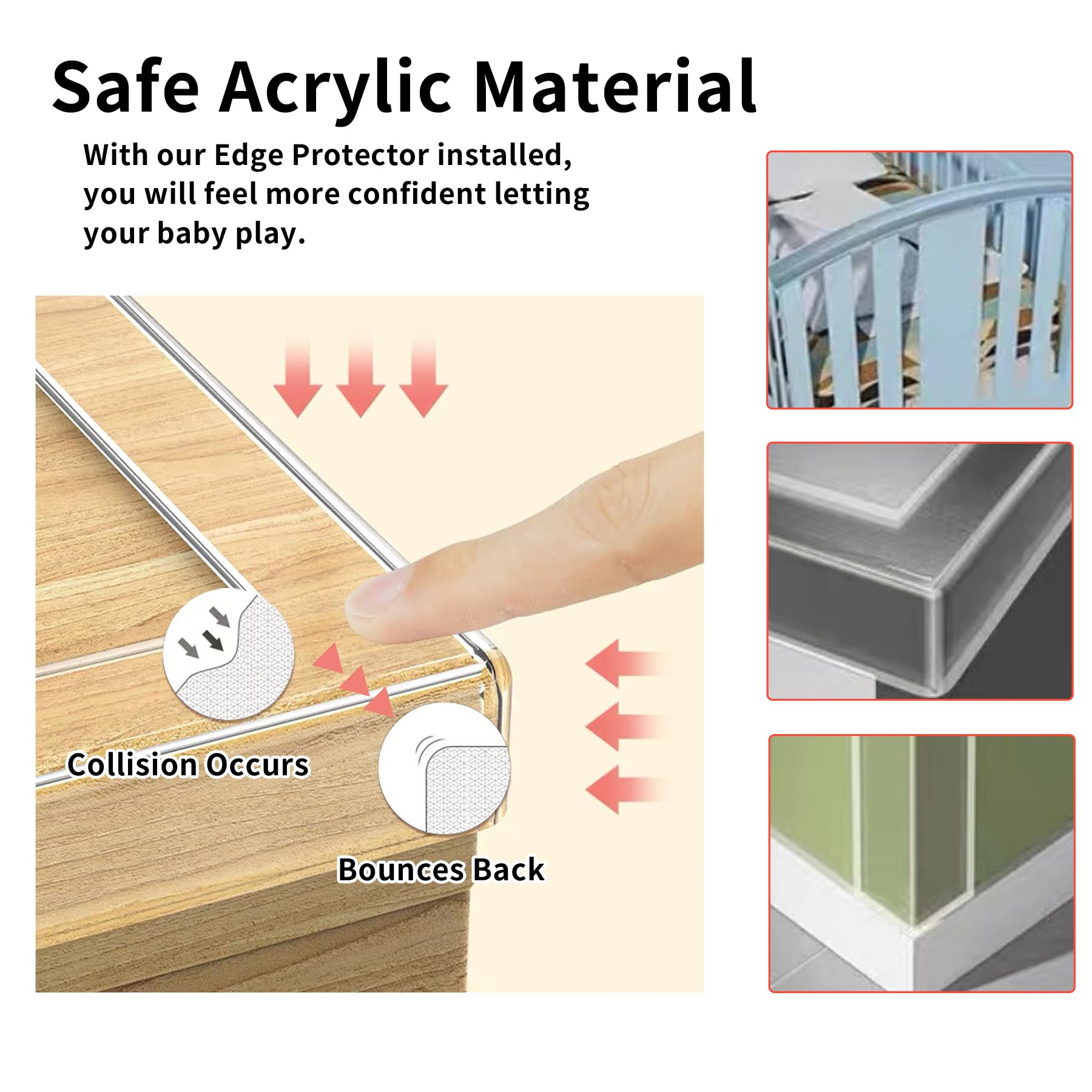 KAIYUER edge protector strip clear wrapped around a glass table edge for moisture resistance.