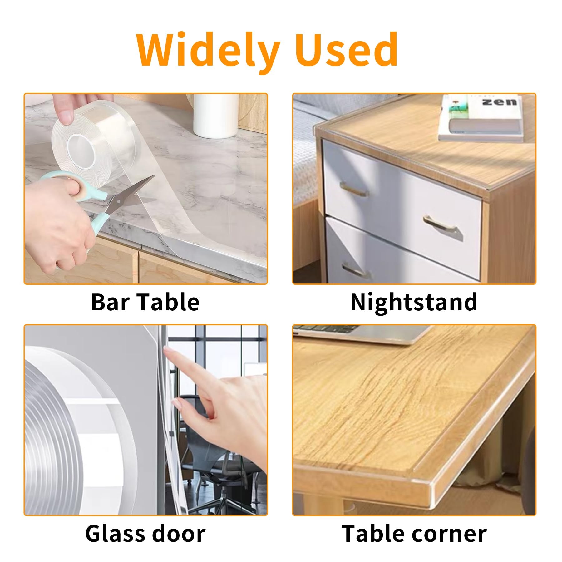 KAIYUER edge protector strip clear on a bookshelf edge to prevent chips.