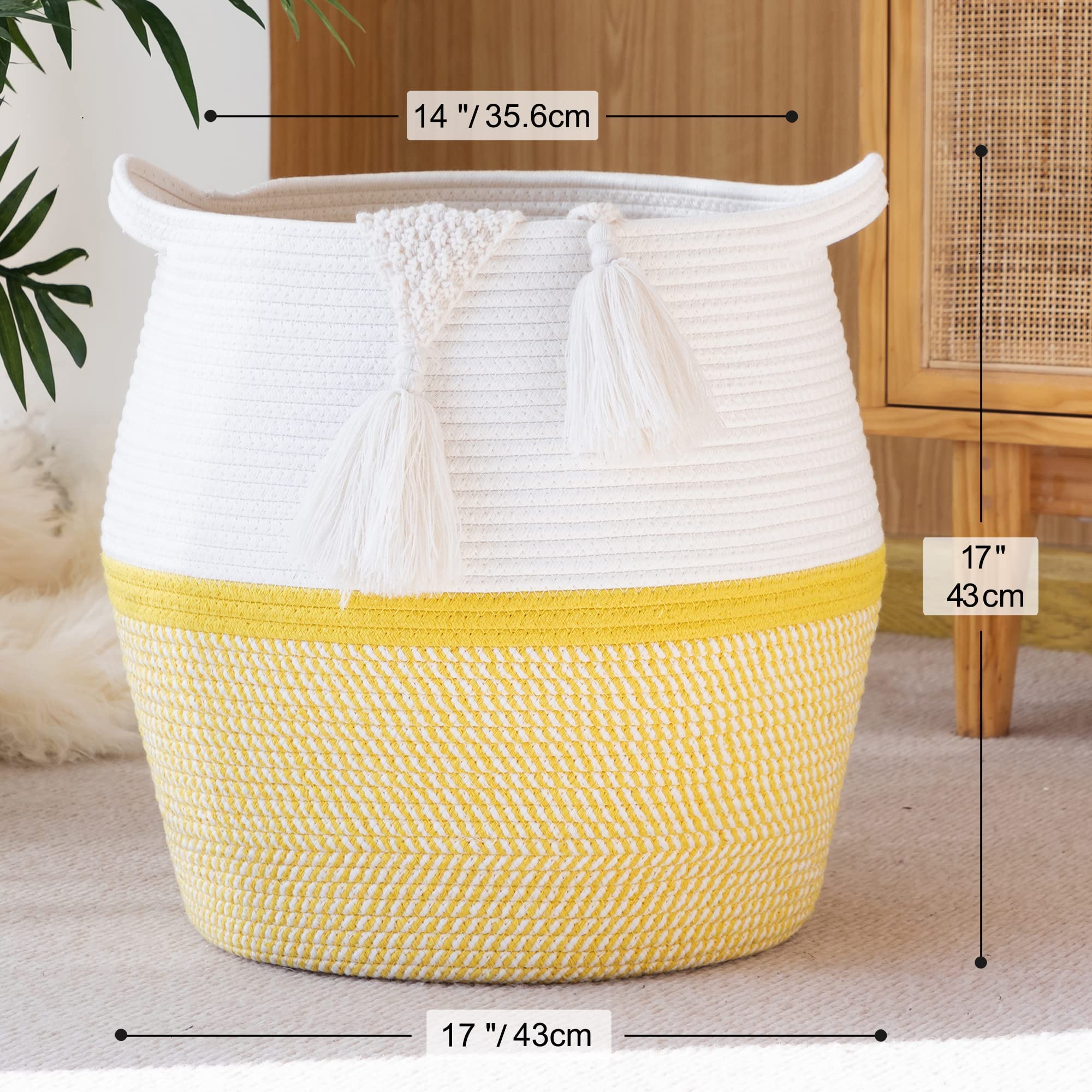 KAKAMAY baby blanket basket yellow with soft texture for nursery toys