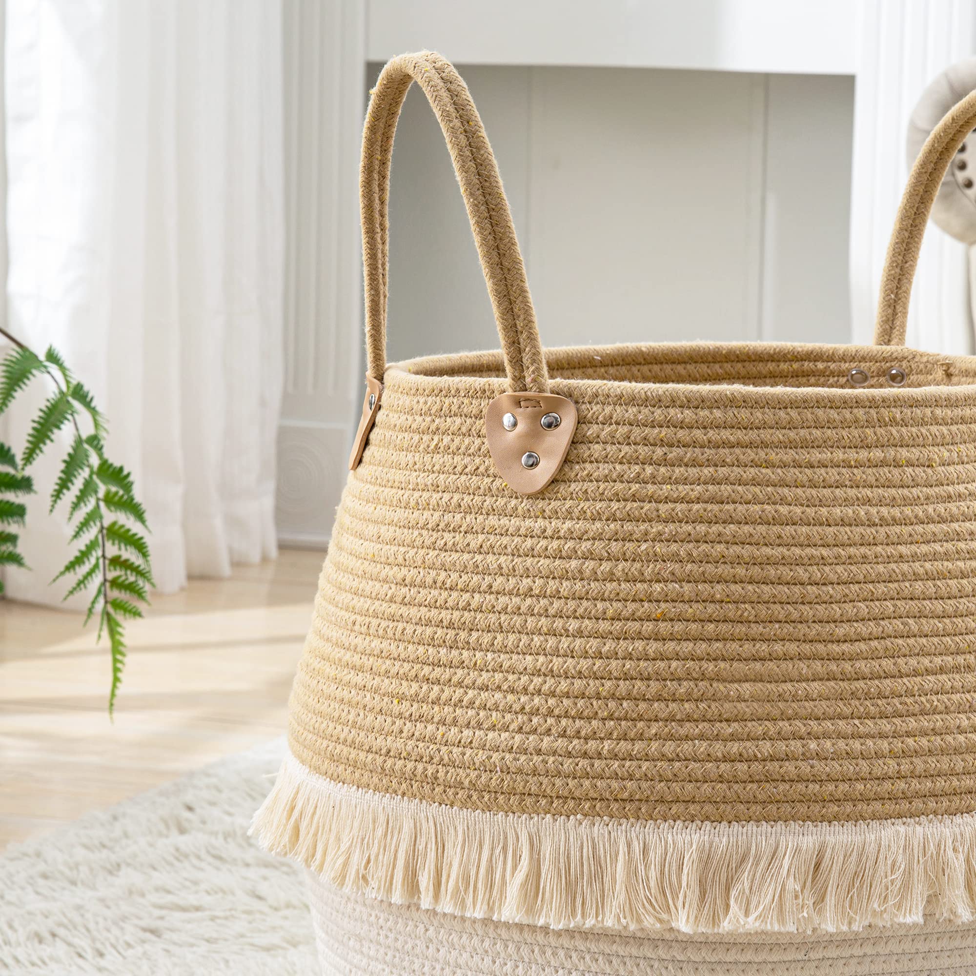 KAKAMAY baby laundry hamper cotton rope for soft nursery organization