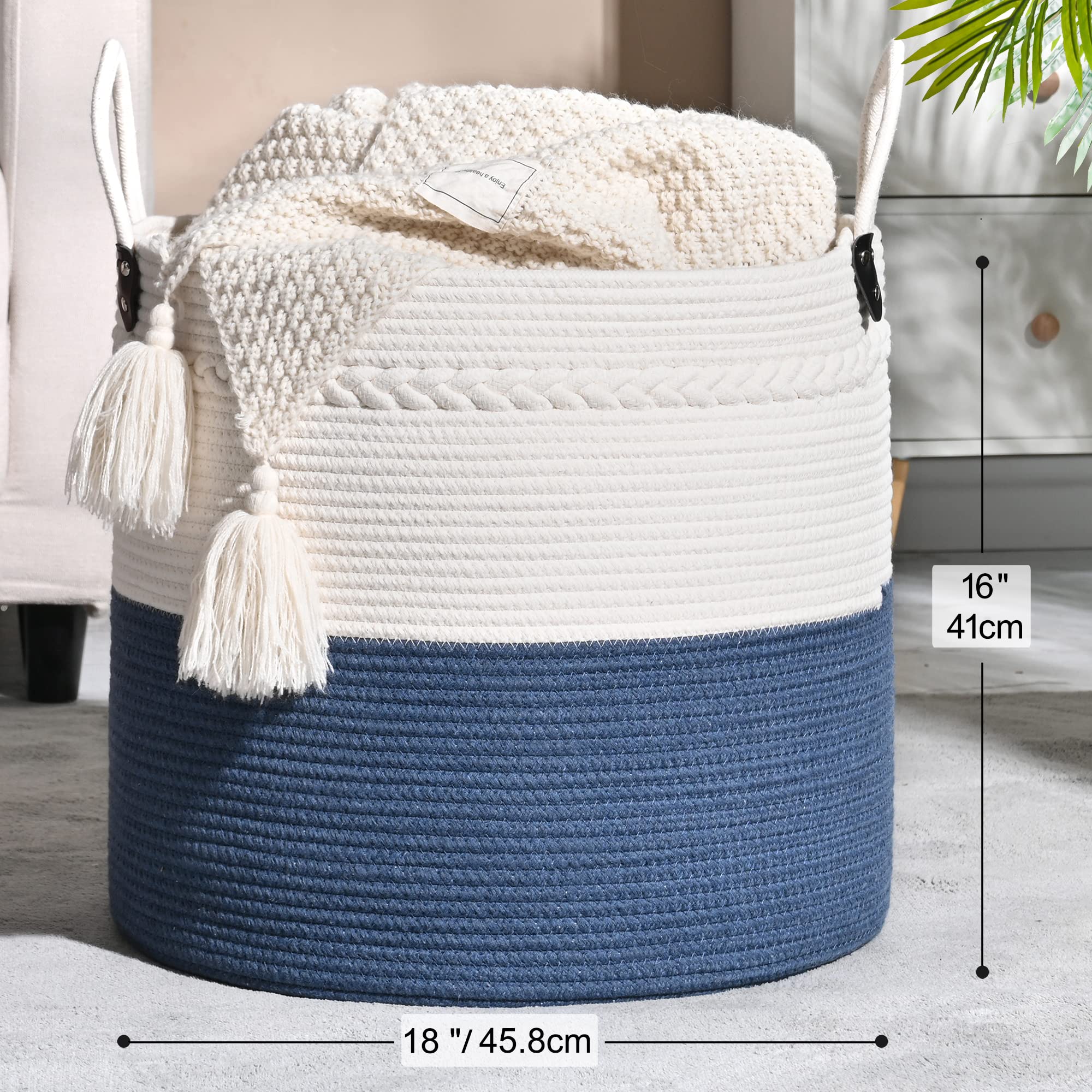KAKAMAY basket with handles easily transfers between rooms for versatile use