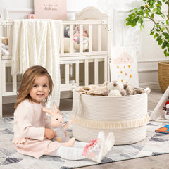 KAKAMAY blanket basket folded flat demonstrating portability and storage ease
