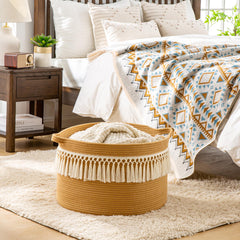 KAKAMAY blanket basket folded shape highlighting versatile storage