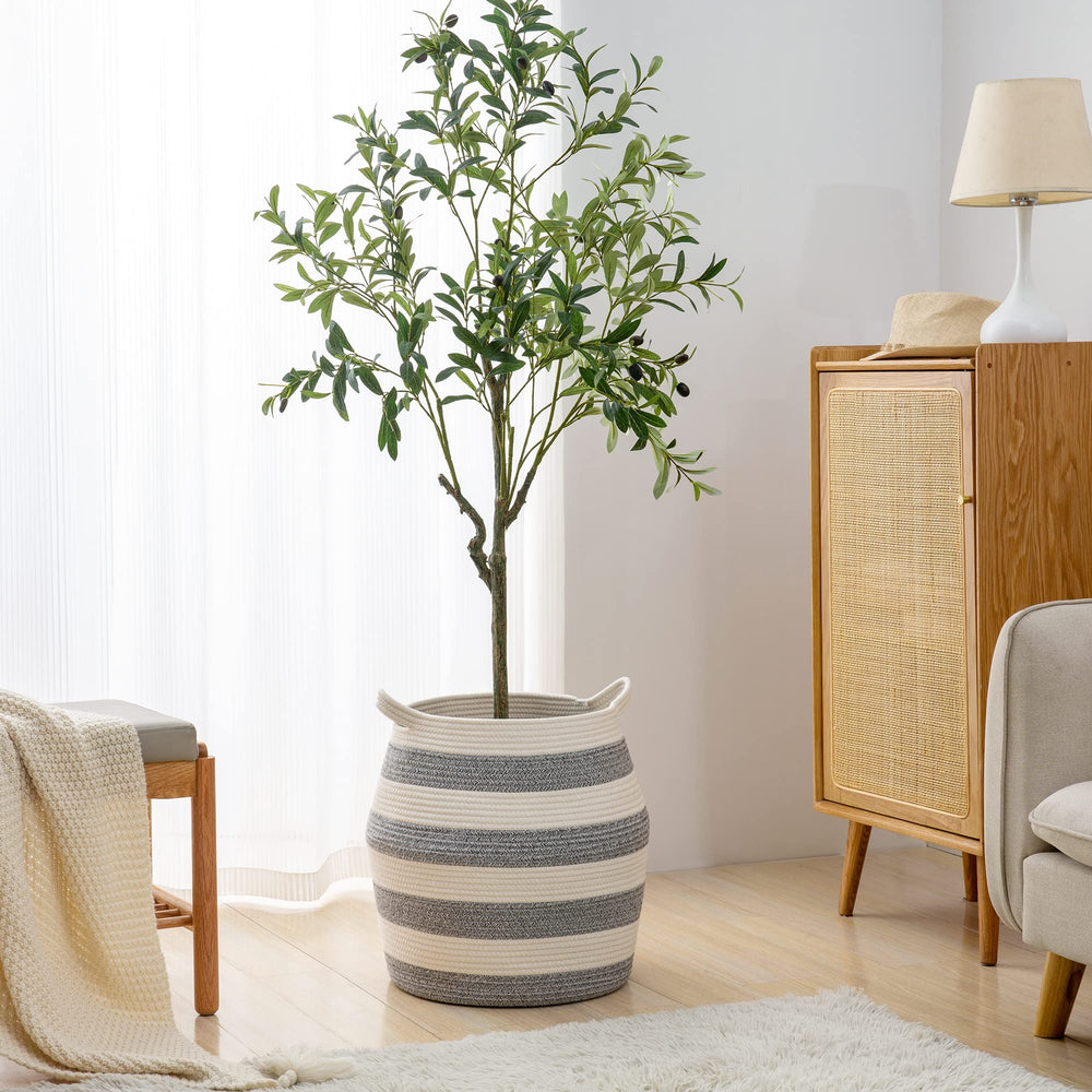 KAKAMAY blanket and pillow storage basket shows versatile home decor use.