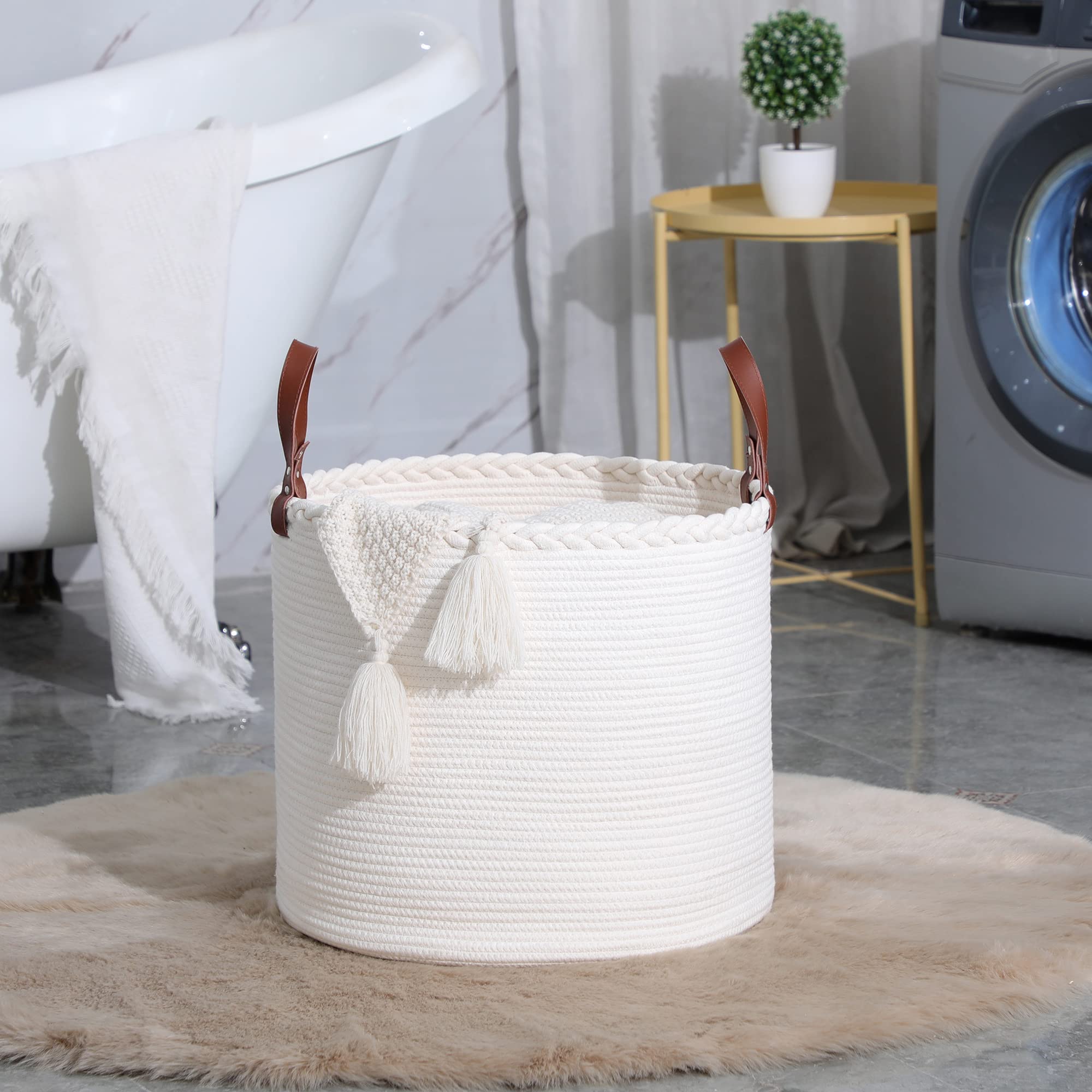 KAKAMAY blanket and pillow storage helps organize spaces with soft durable rope