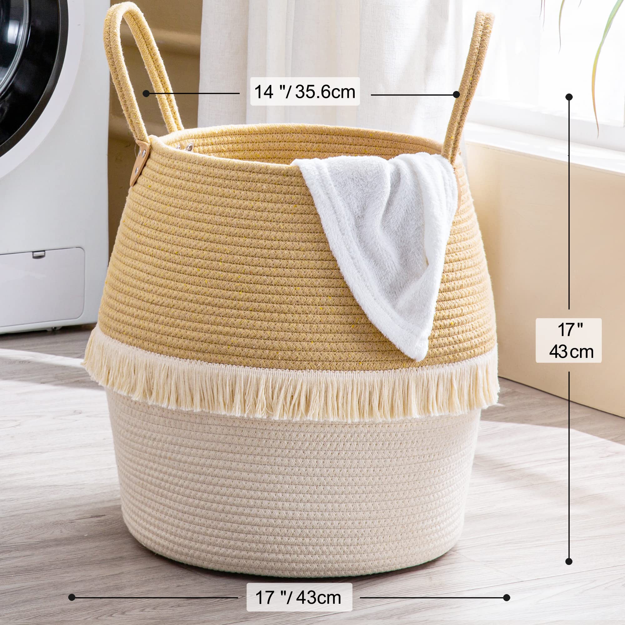 KAKAMAY decorative multi purpose storage basket blends into living room and nursery