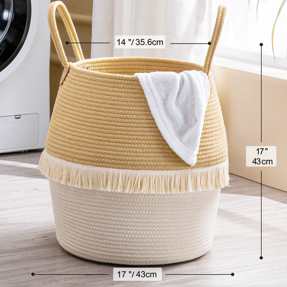 KAKAMAY decorative multi purpose storage basket blends into living room and nursery
