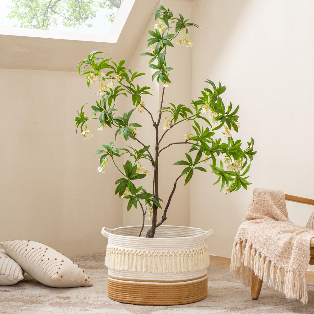 KAKAMAY large blanket basket durable stitched edges for long-lasting home organization