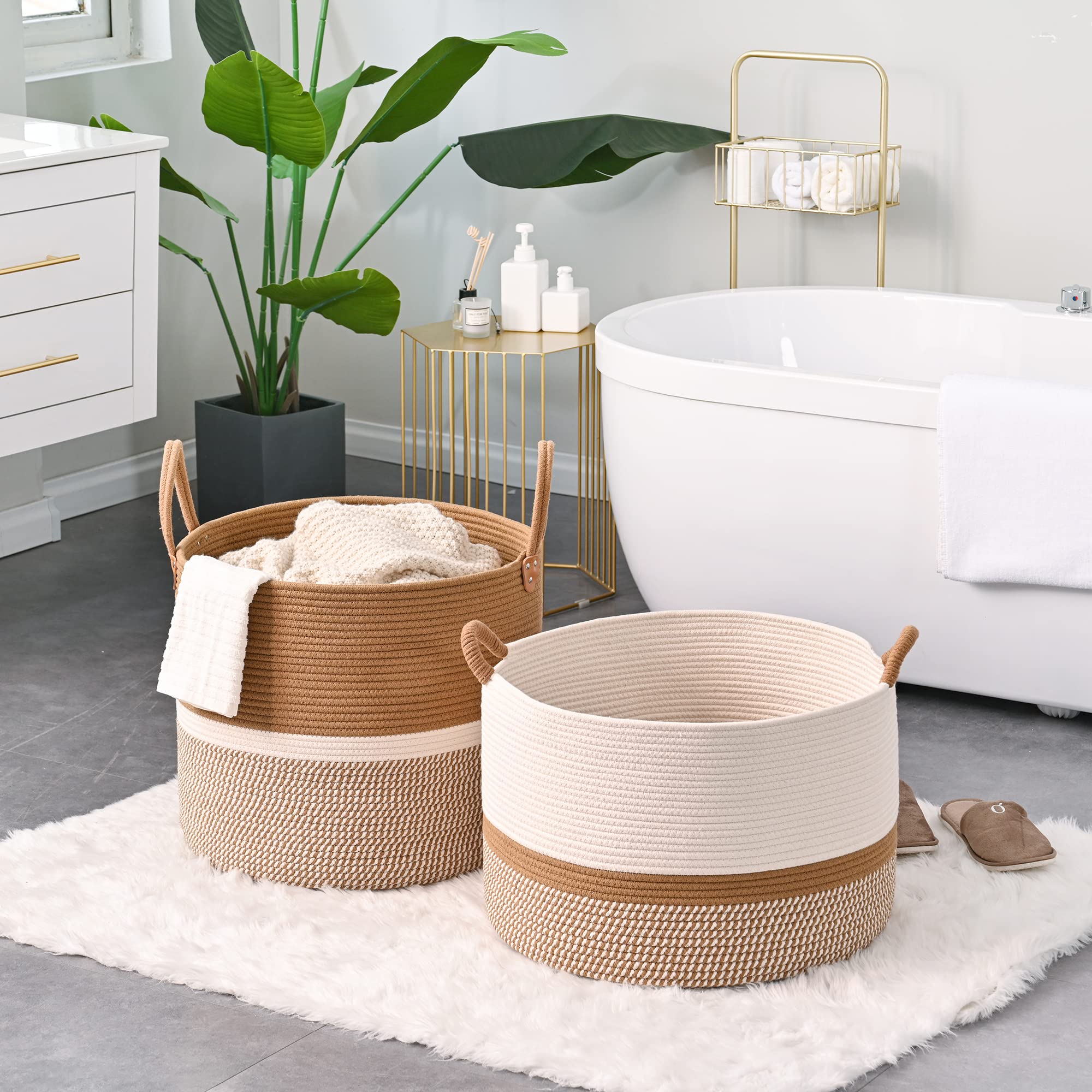 KAKAMAY large blanket basket foldable design for easy storage