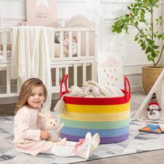 KAKAMAY large blanket basket as nursery organizer for baby essentials.
