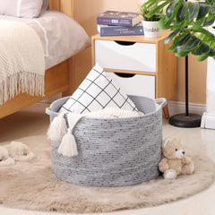KAKAMAY basket in nursery with soft cotton rope weave.