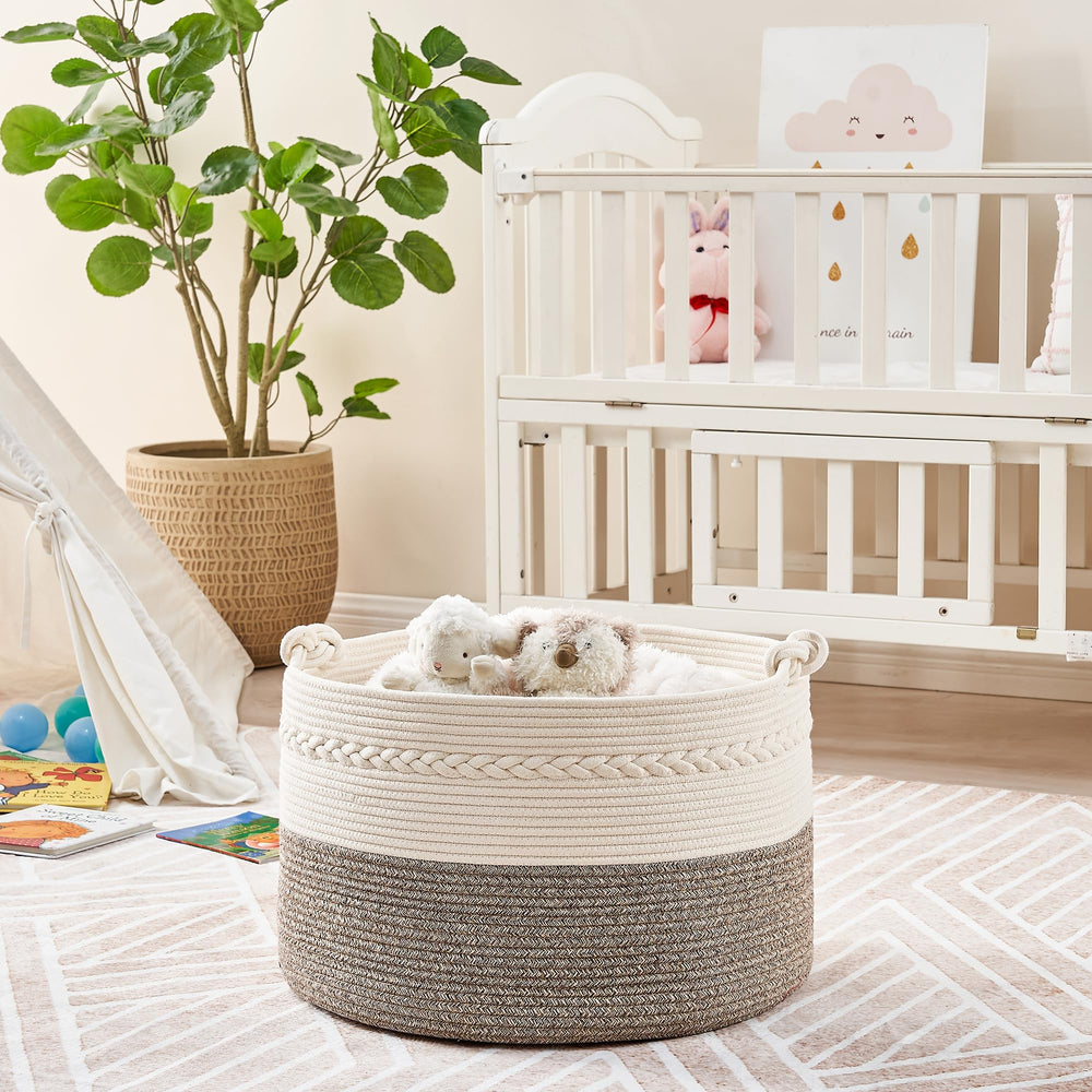 KAKAMAY washable blanket basket ready for gentle machine wash in a laundry bag.