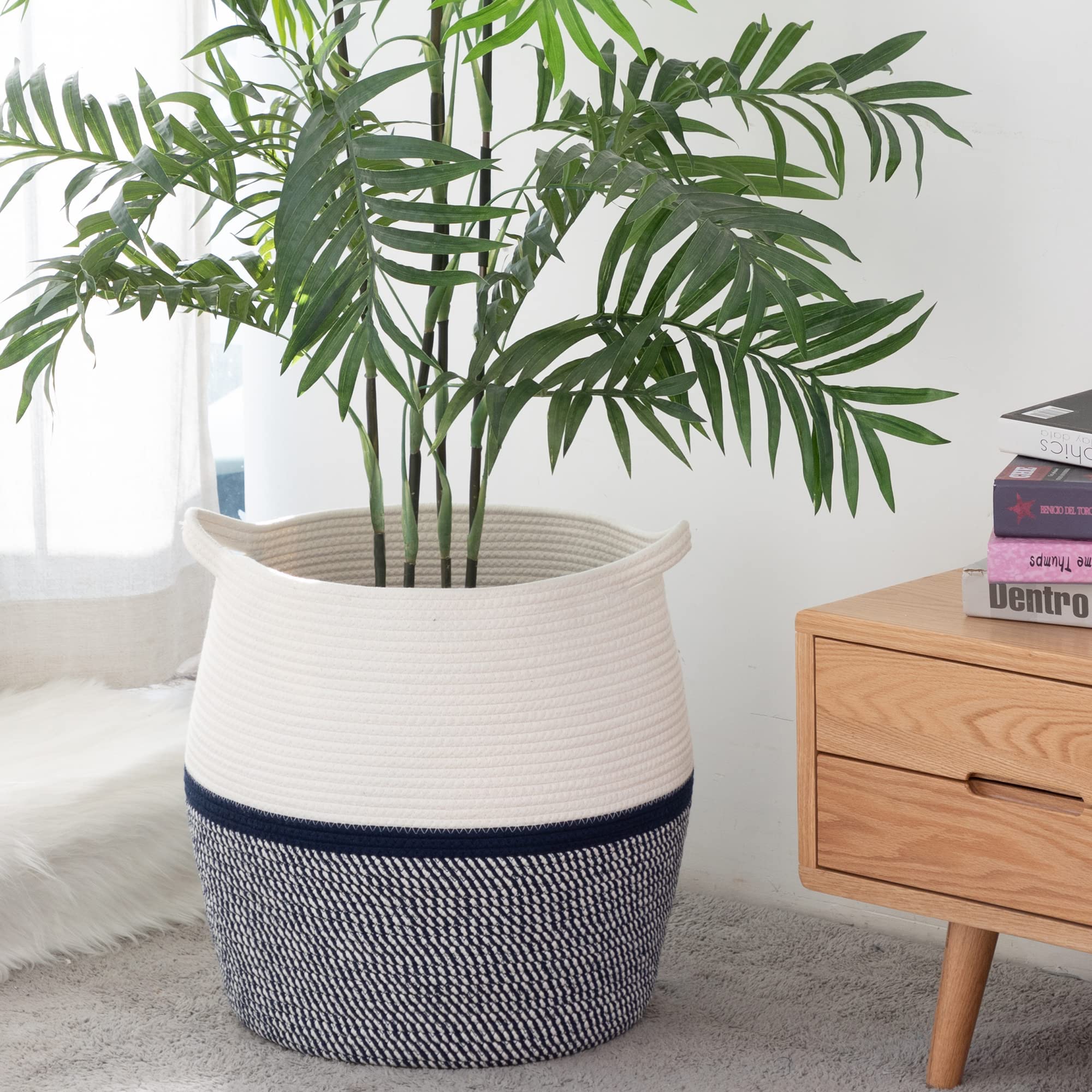 KAKAMAY living room storage basket adds soft texture