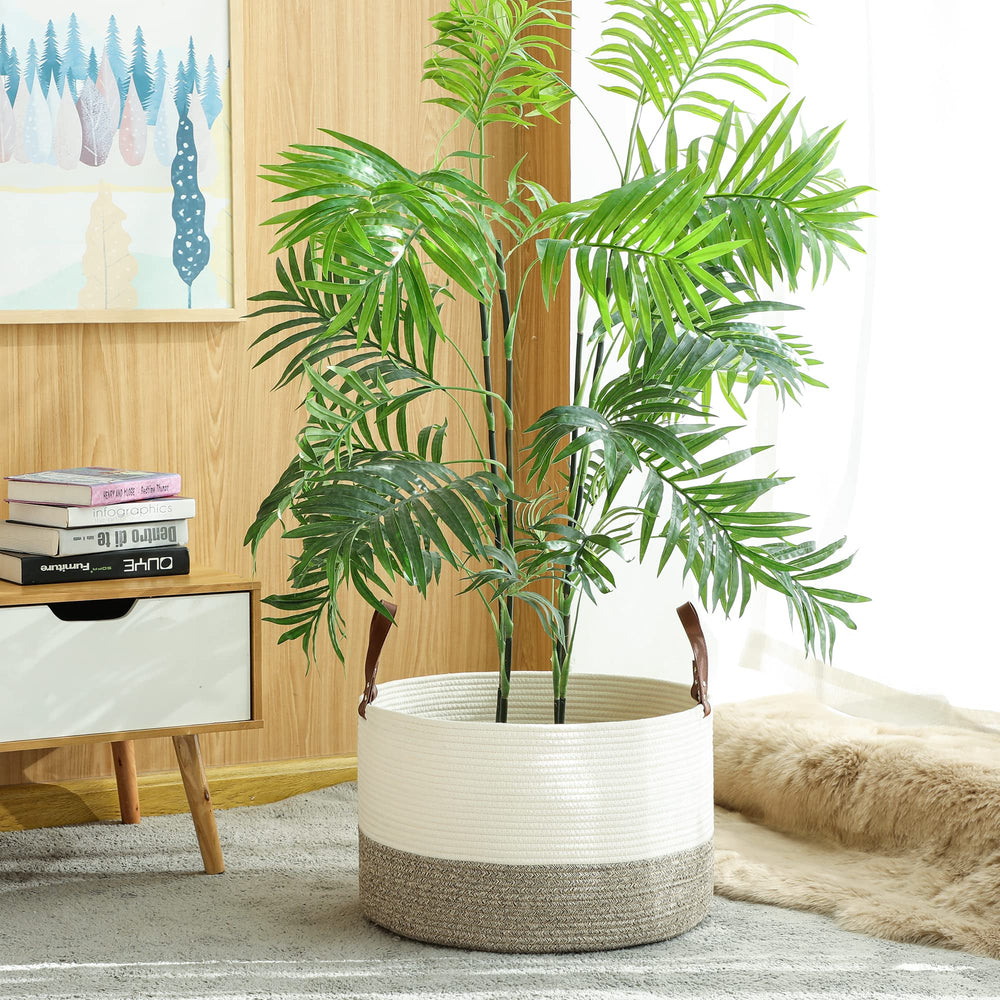 KAKAMAY living room storage basket fits decor while reducing clutter.