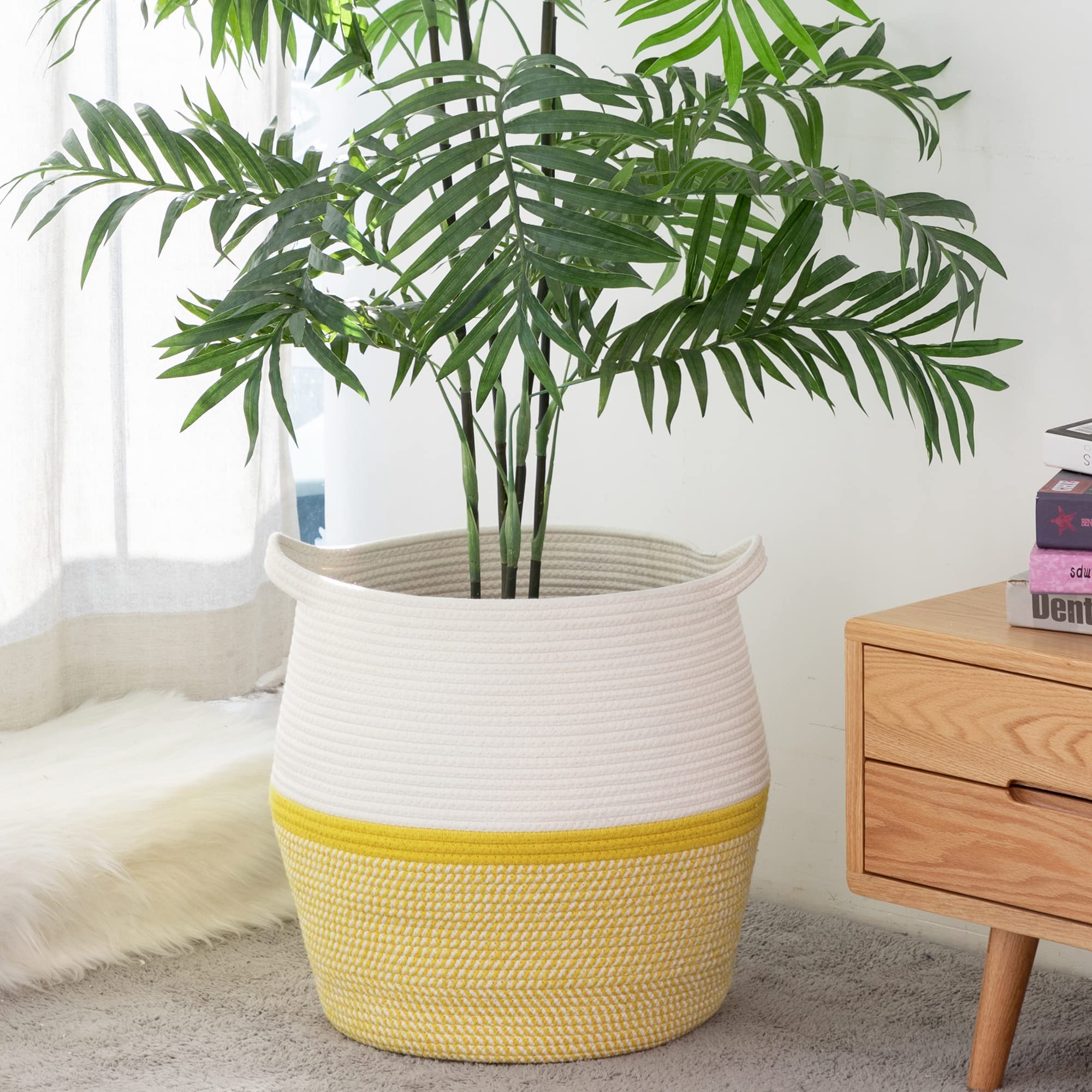KAKAMAY nursery organization basket elevates room tidiness with natural cotton rope