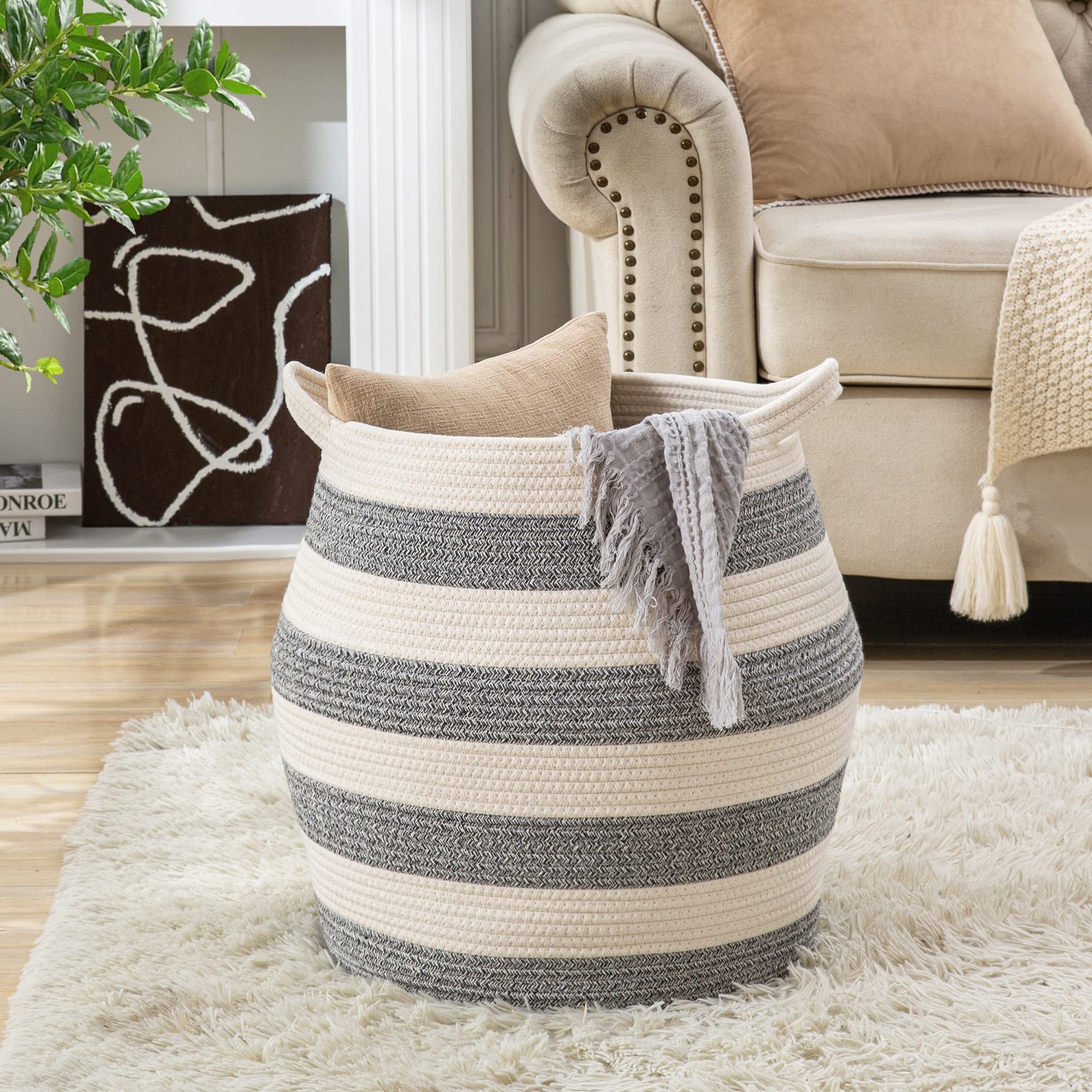 KAKAMAY soft cotton rope material emphasizes kid-safe, pet-friendly fibers.