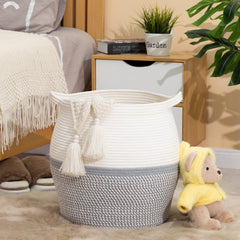 KAKAMAY collapsible basket grey demonstrates space-saving storage in a closet.