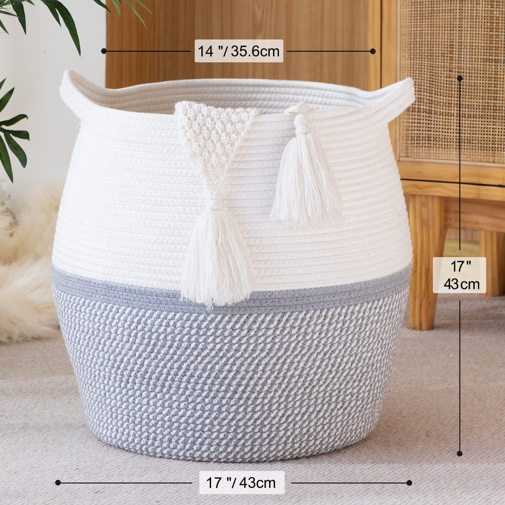 KAKAMAY living room storage basket grey blending with decor while reducing clutter.