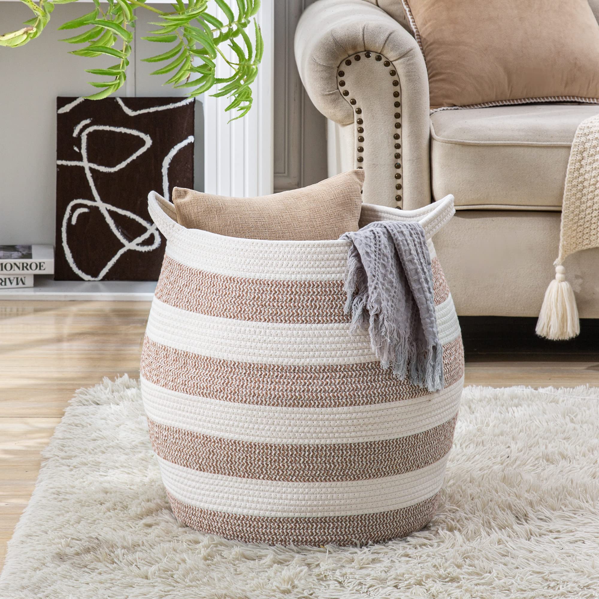 KAKAMAY rose-woven basket ready for gentle washing and air dry