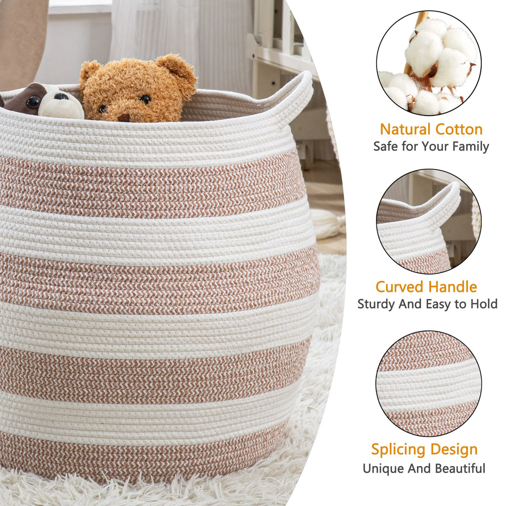 KAKAMAY rose-woven basket used as laundry hamper in living room