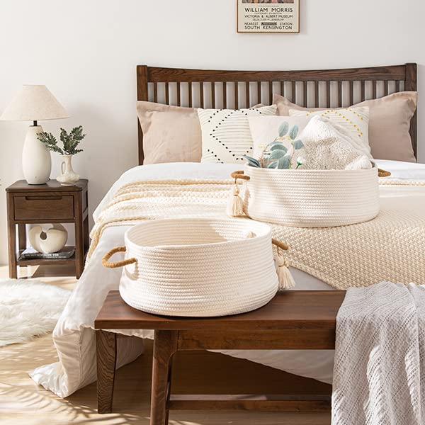 KAKAMAY cotton rope basket provides gentle storage for bulky items