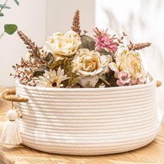 KAKAMAY woven basket storing blankets to keep living room tidy
