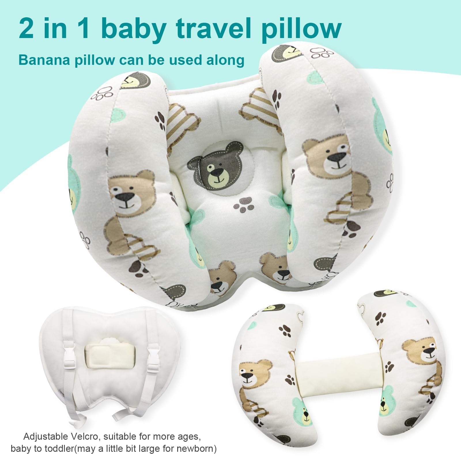 KAKIBLIN banana-bear removable neck pillow offers easy cleaning and flexible use.