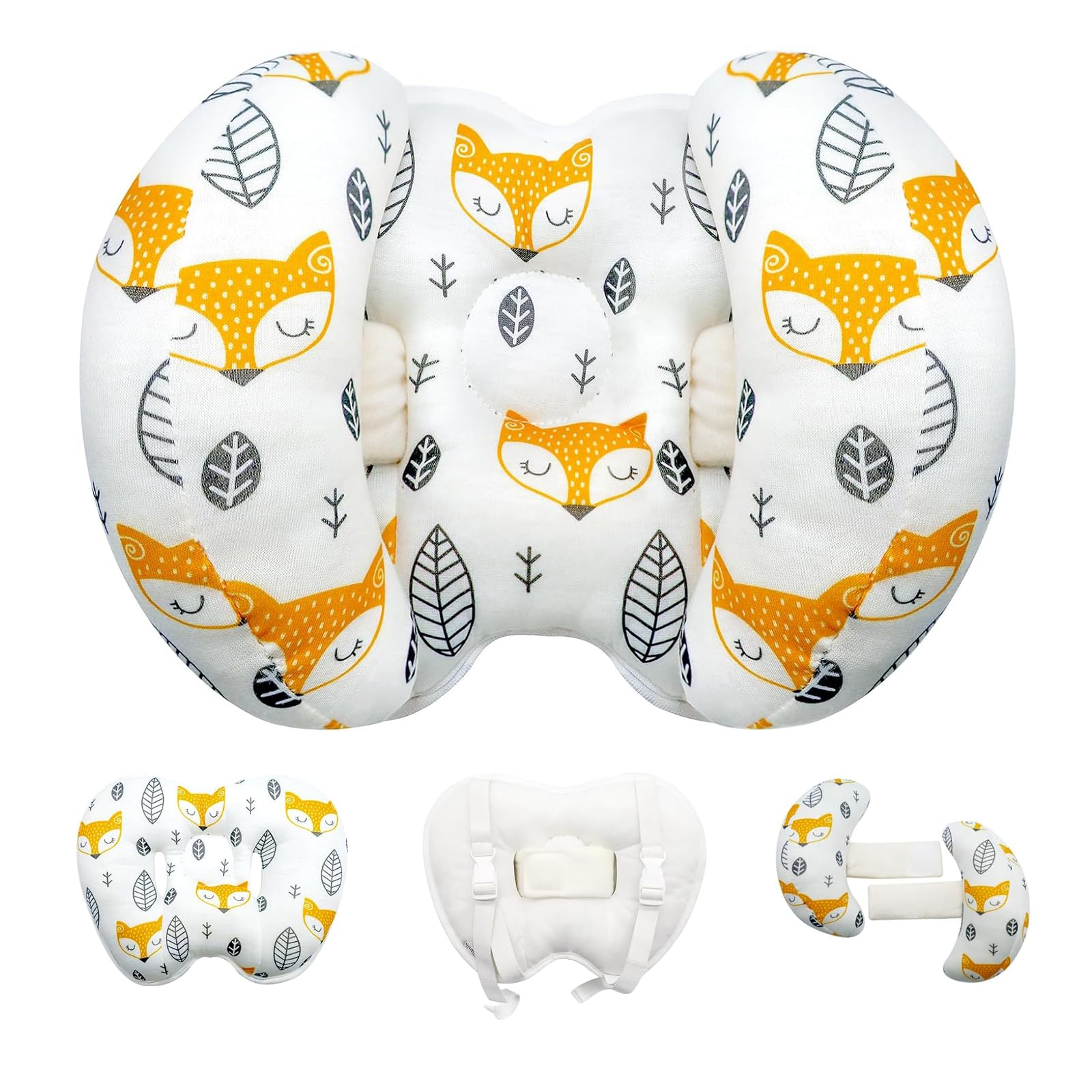 KAKIBLIN baby head-neck support pillow closeup showing plush fabric for comfort.