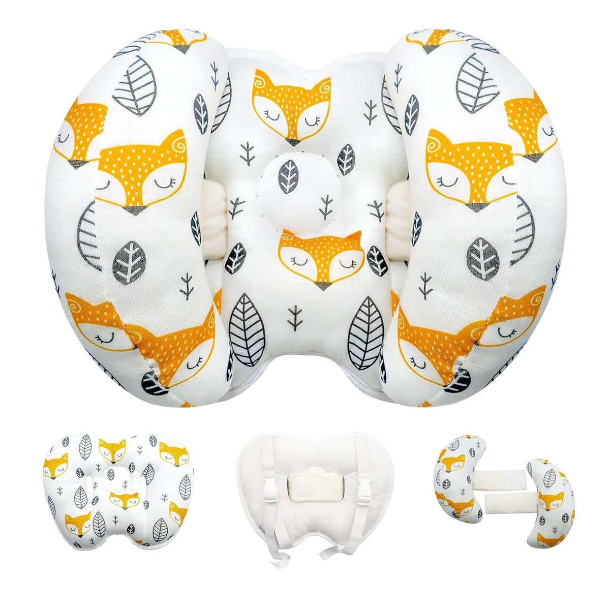 KAKIBLIN baby head-neck support pillow closeup showing plush fabric for comfort.