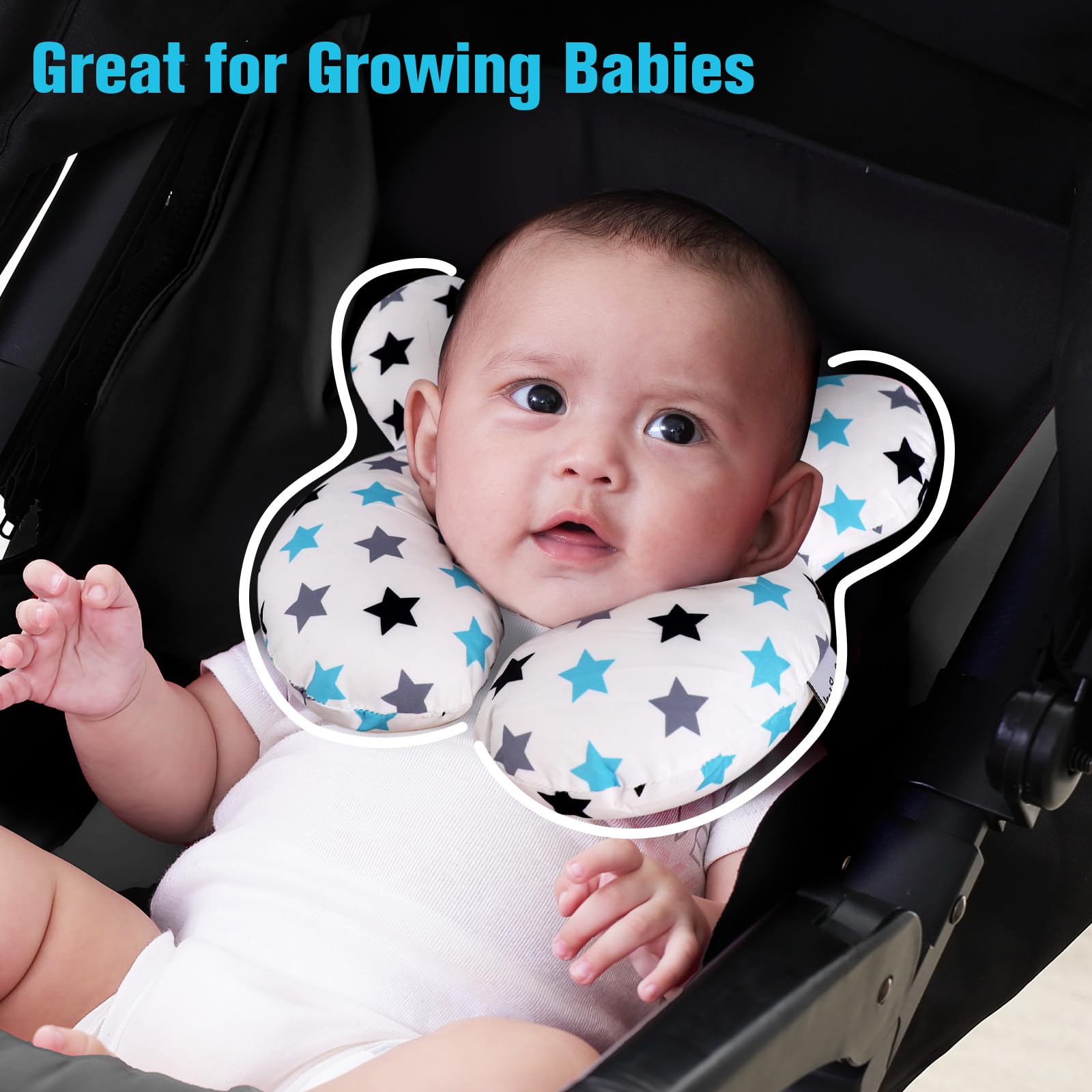 KAKIBLIN Baby Neck Pillow car-seat use demonstrates secure portable head support