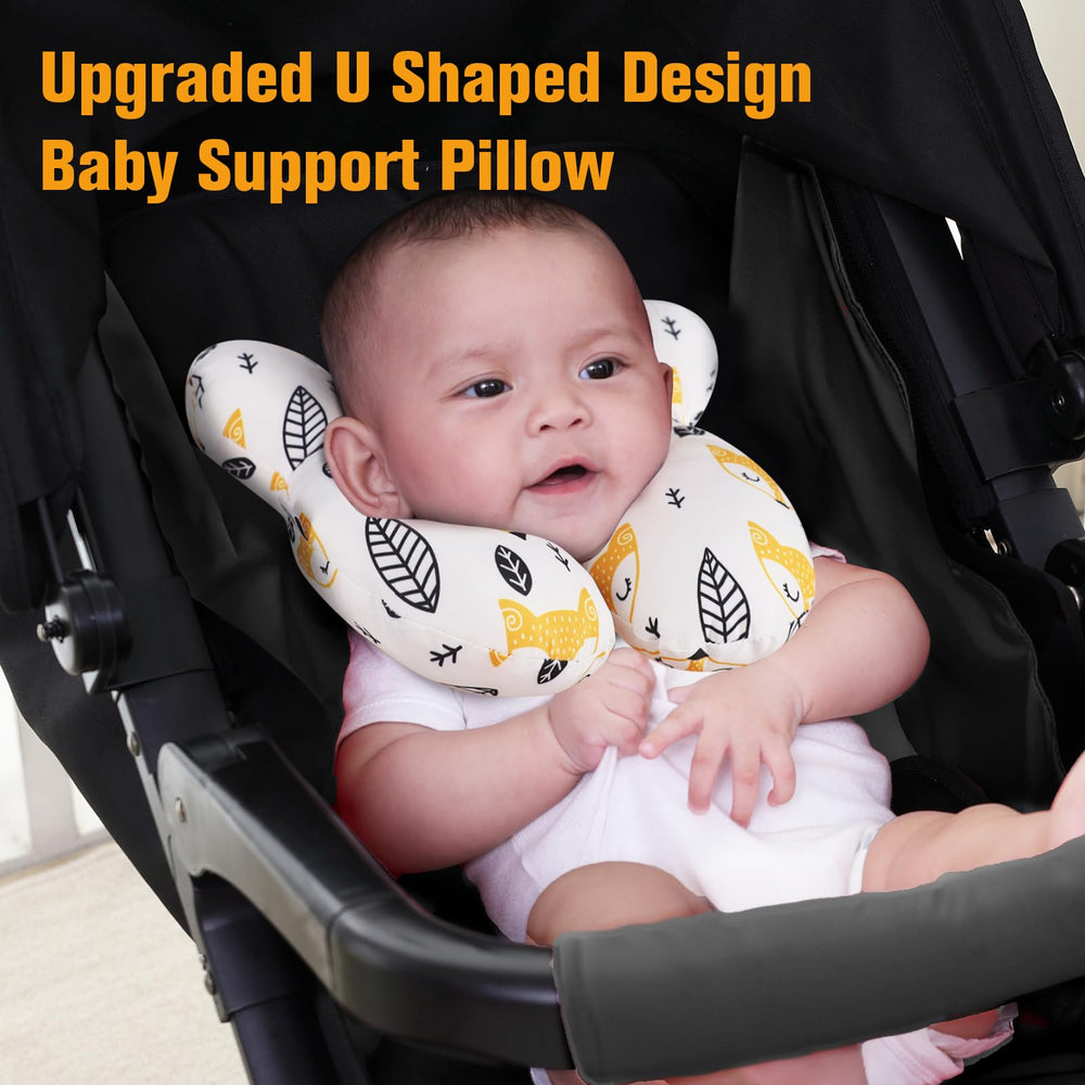 KAKIBLIN baby neck pillow in-car-seat shows travel-ready design.